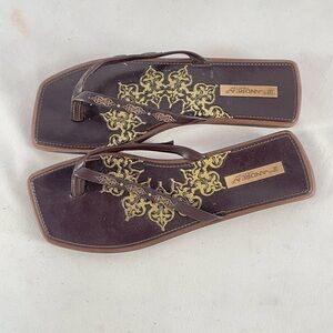 Vintage Y2K Andrea Collection Square Toe Sandals in Brown Size‎ 9